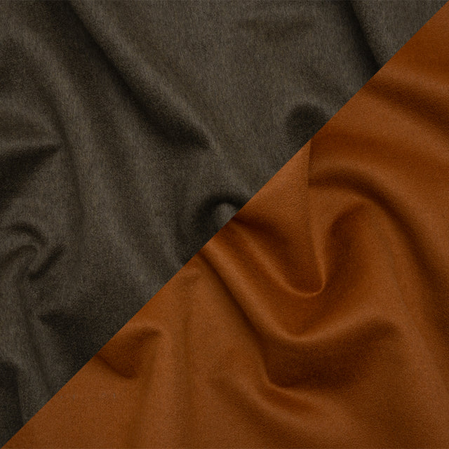 Cashmere Double Cloth Coating Made in Italy - Brown Olive and Adobe Brown - Deadstock