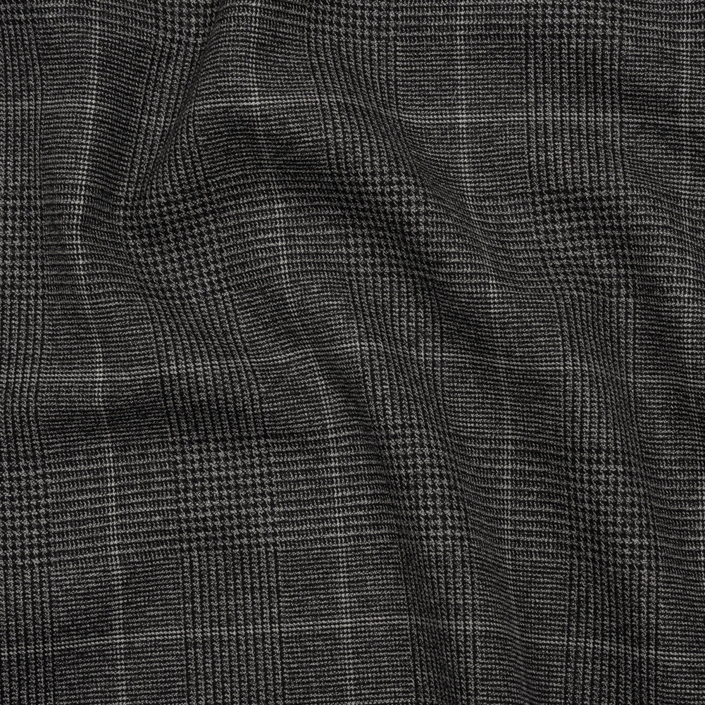 Super 130 Wool Suiting Made in Italy - Black and White Glen Plaid - Deadstock