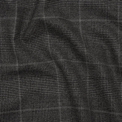 Super 130 Wool Suiting Made in Italy - Black and White Glen Plaid - Deadstock