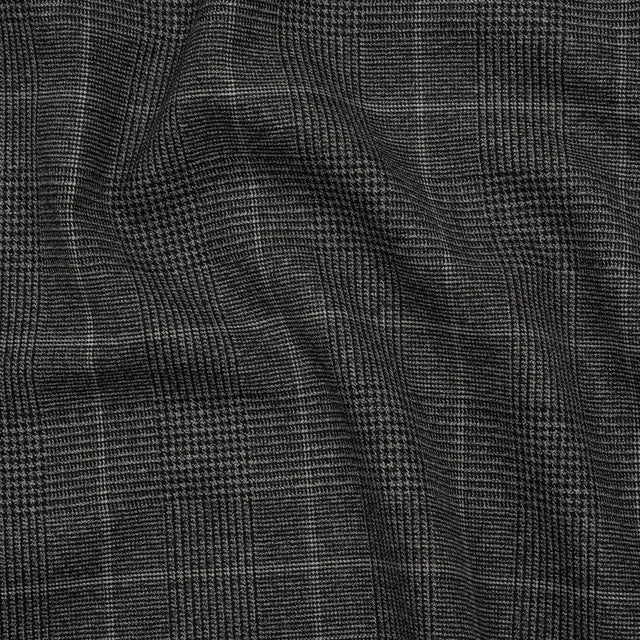 Super 130 Wool Suiting Made in Italy - Black and White Glen Plaid - Deadstock