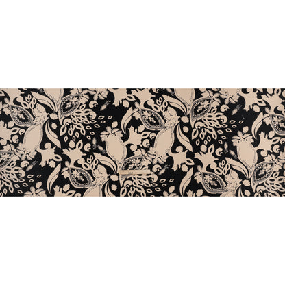 Polyester Crepe Print - Black and Beige Paisley - Designer Deadstock