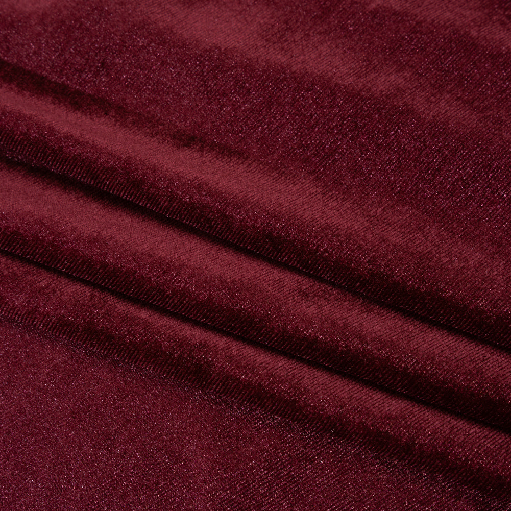 Stretch Polyester Velour - Burgundy - Designer Deadstock