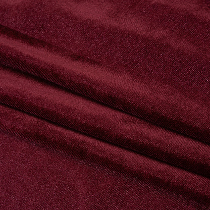Stretch Polyester Velour - Burgundy - Designer Deadstock