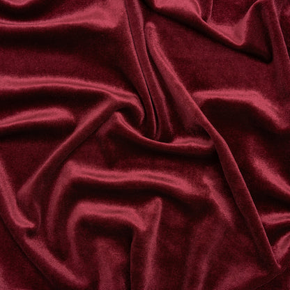 Stretch Polyester Velour - Burgundy - Designer Deadstock