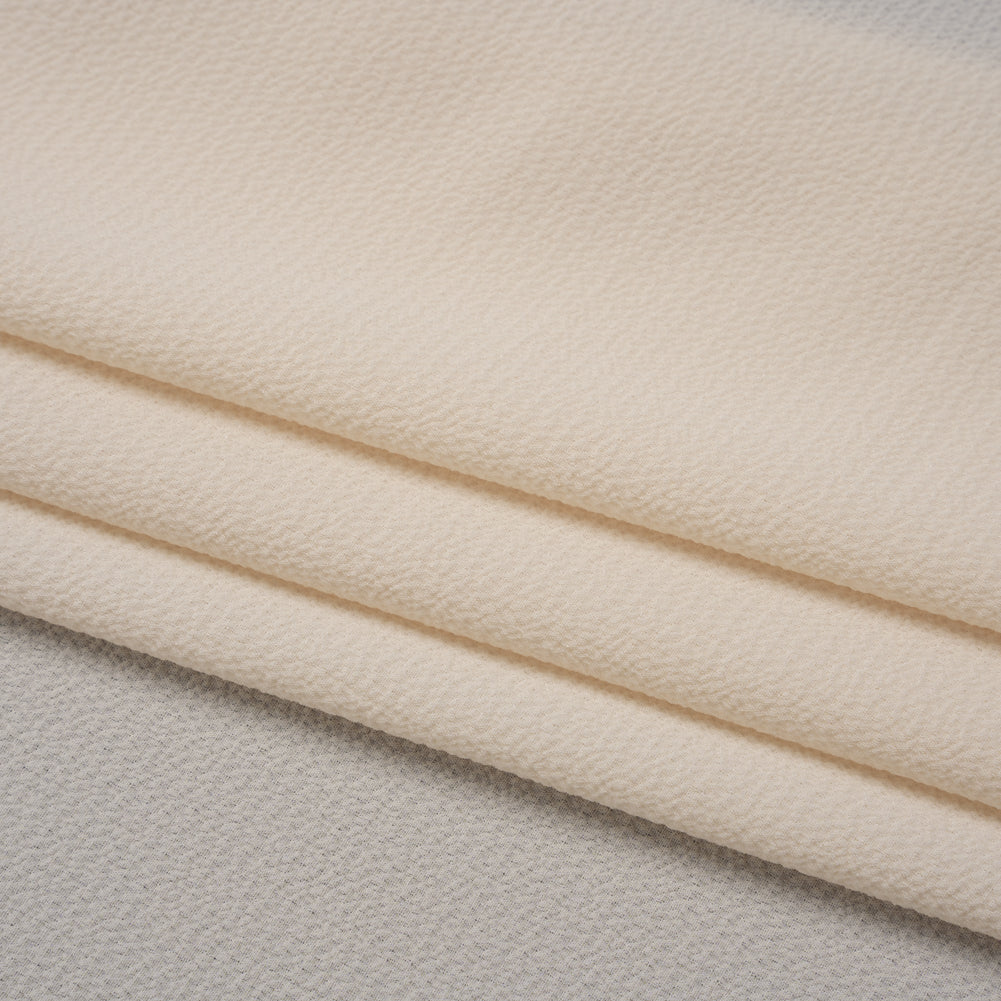Puckered Lightweight Polyester Crepe - Light Beige - Designer Deadstock Folded