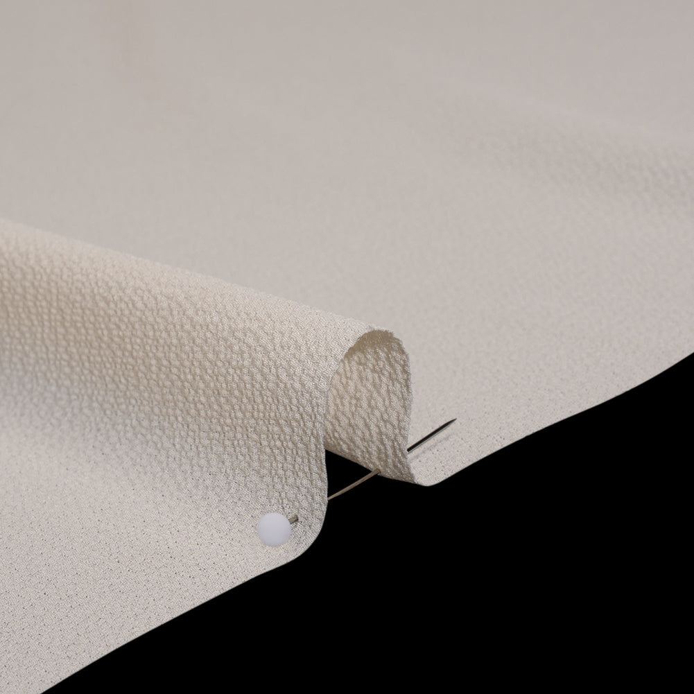 Puckered Lightweight Polyester Crepe - Light Beige - Designer Deadstock Detail