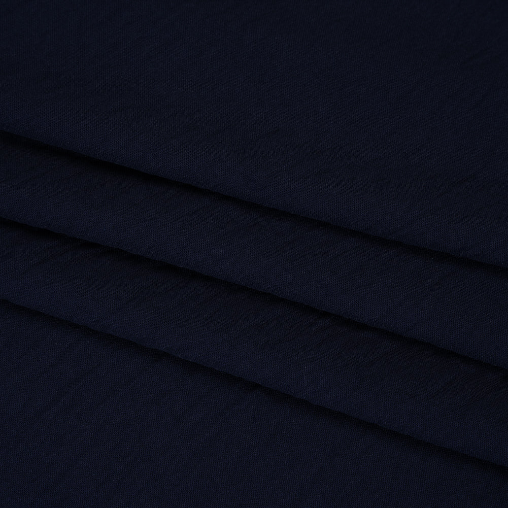 Crinkled Polyester Crepe - True Navy - Designer Deadstock