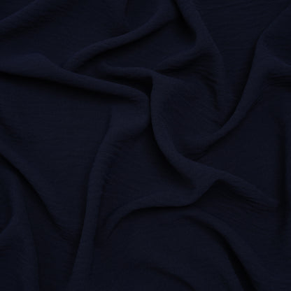 Crinkled Polyester Crepe - True Navy - Designer Deadstock