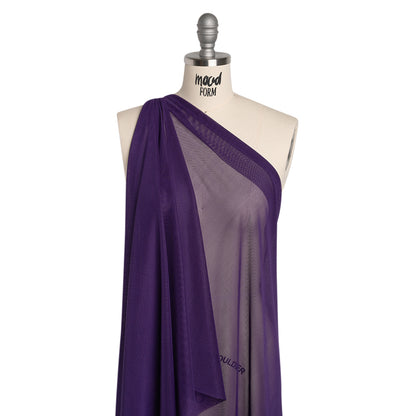 Polyester Stretch Mesh - Aubergine Purple - Designer Deadstock