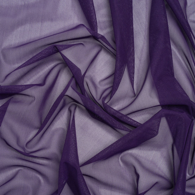 Polyester Stretch Mesh - Aubergine Purple - Designer Deadstock