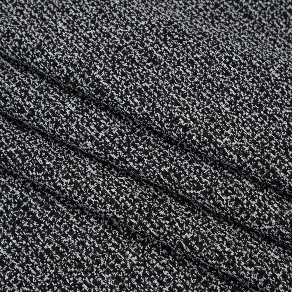 Stretch Polyester Jacquard Knit - Black and White Abstract - Designer Deadstock - Detail