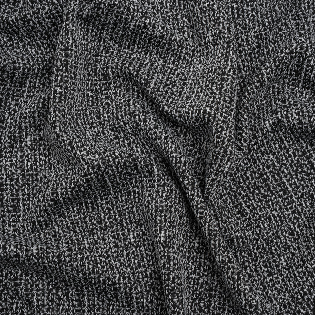 Stretch Polyester Jacquard Knit - Black and White Abstract - Designer Deadstock