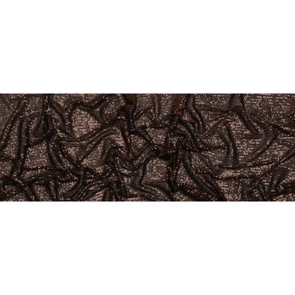 Baby Sequins on Stretch Polyester Mesh - Chocolate Brown Stripes - Designer Deadstock Full