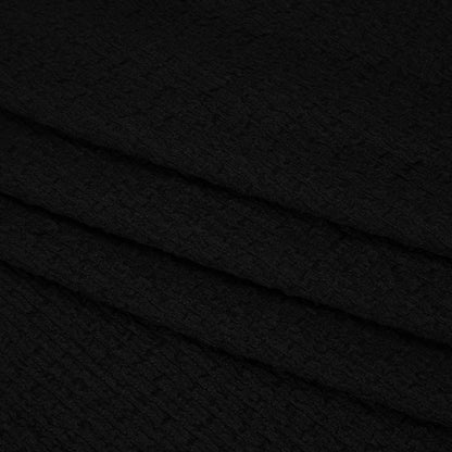 Textured Stretch Polyester Knit - Black Puckers - Designer Deadstock
