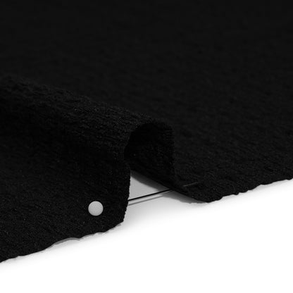 Textured Stretch Polyester Knit - Black Puckers - Designer Deadstock