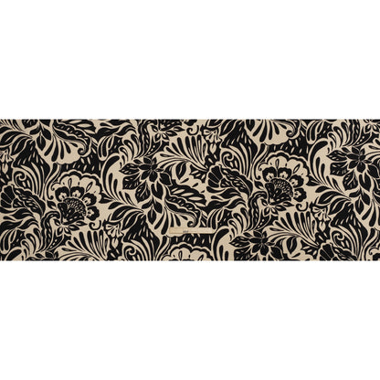 Crinkled Rayon Blend Woven Print - Black and Beige Floral - Designer Deadstock