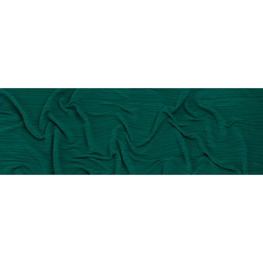 Fine Pleated Polyester Interlock Knit - Teal - Designer Deadstock Full