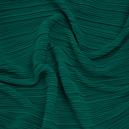 Fine Pleated Polyester Interlock Knit - Teal - Designer Deadstock