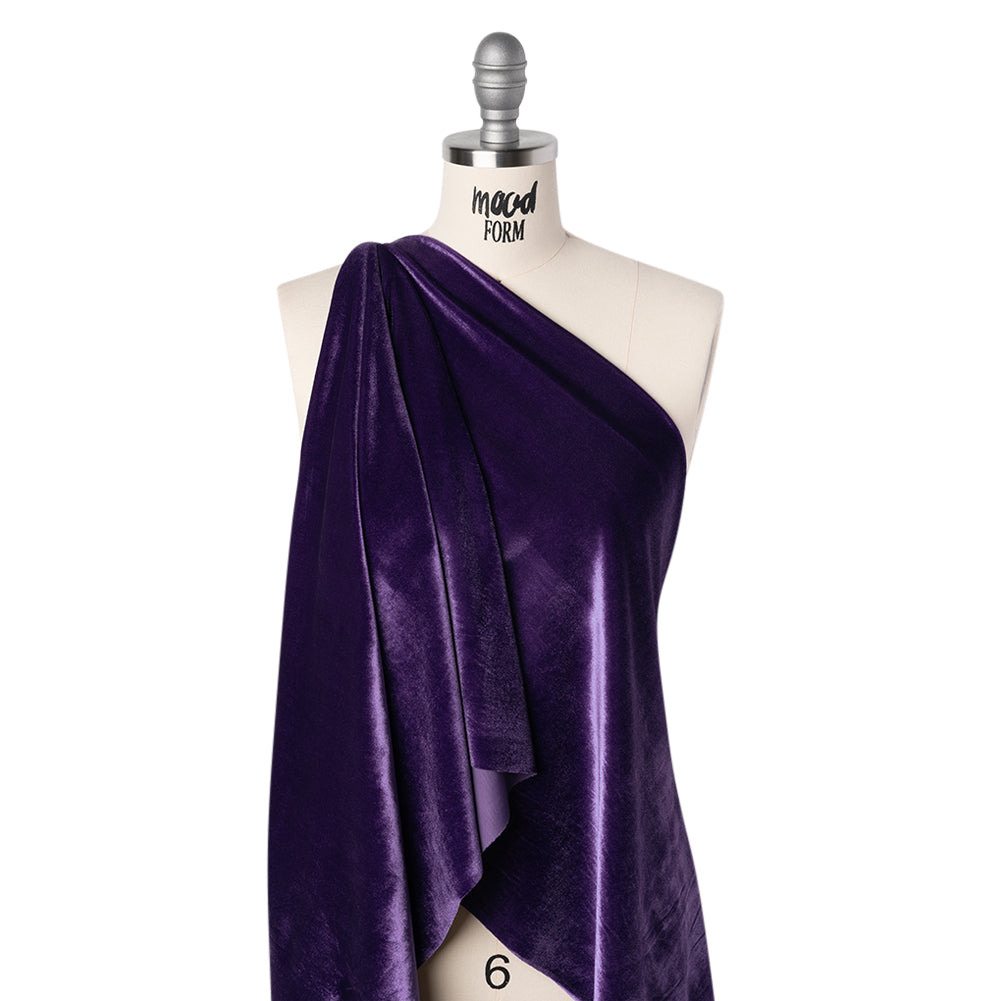 Stretch Polyester Velour - Violet Indigo - Designer Deadstock Folded