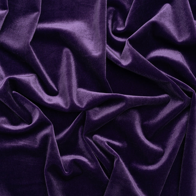 Stretch Polyester Velour - Violet Indigo - Designer Deadstock Drape