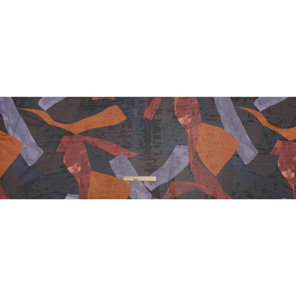 Polyester Chiffon Print - Burnt Orange, Brown and Dusty Lavender Abstract - Designer Deadstock