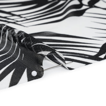 Stretch Nylon Mesh - Black and White Palm Leaves - Designer Deadstock Full