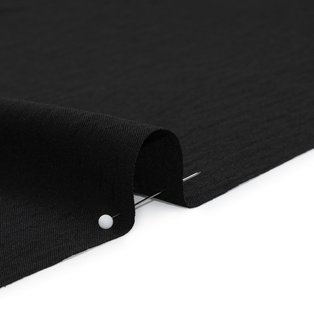 Stretch Textured Polyester Woven - Black - Designer Deadstock