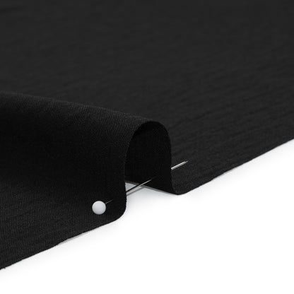 Stretch Textured Polyester Woven - Black - Designer Deadstock