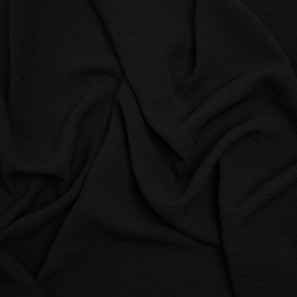 Stretch Textured Polyester Woven - Black - Designer Deadstock