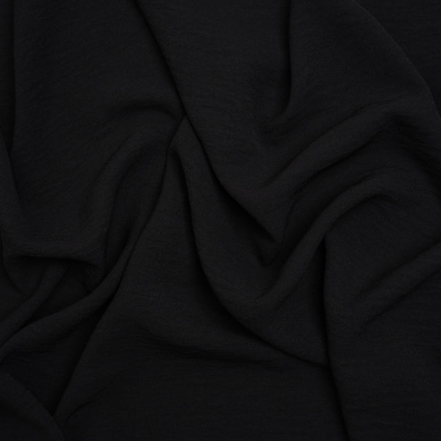 Stretch Textured Polyester Woven - Black - Designer Deadstock