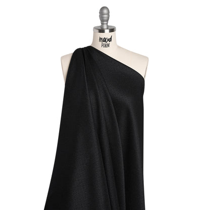 Stretch Textured Polyester Woven - Black - Designer Deadstock