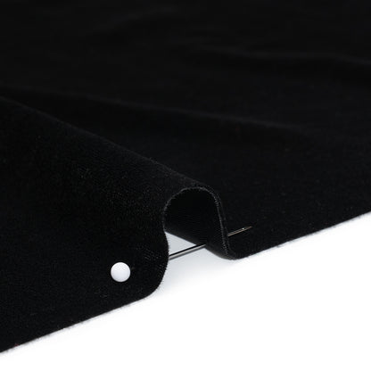 Stretch Polyester Velour - Black - Designer Deadstock Detail