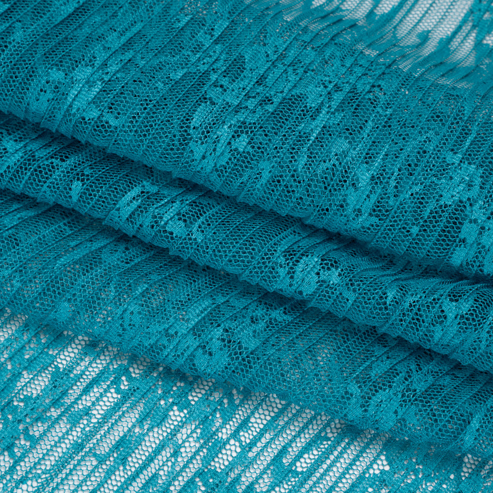 Plisse Lace - Turquoise Floral - Designer Deadstock Detail