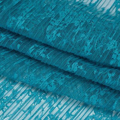 Plisse Lace - Turquoise Floral - Designer Deadstock Detail