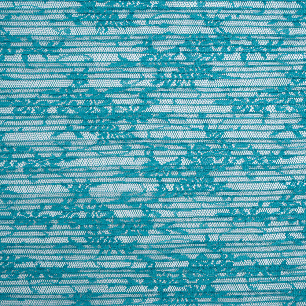 Plisse Lace - Turquoise Floral - Designer Deadstock Drape