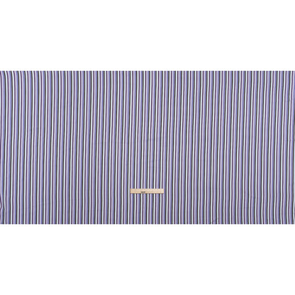 Lightweight Polyester Crepe - Lavender, Aqua and Black Stripes - Designer Deadstock