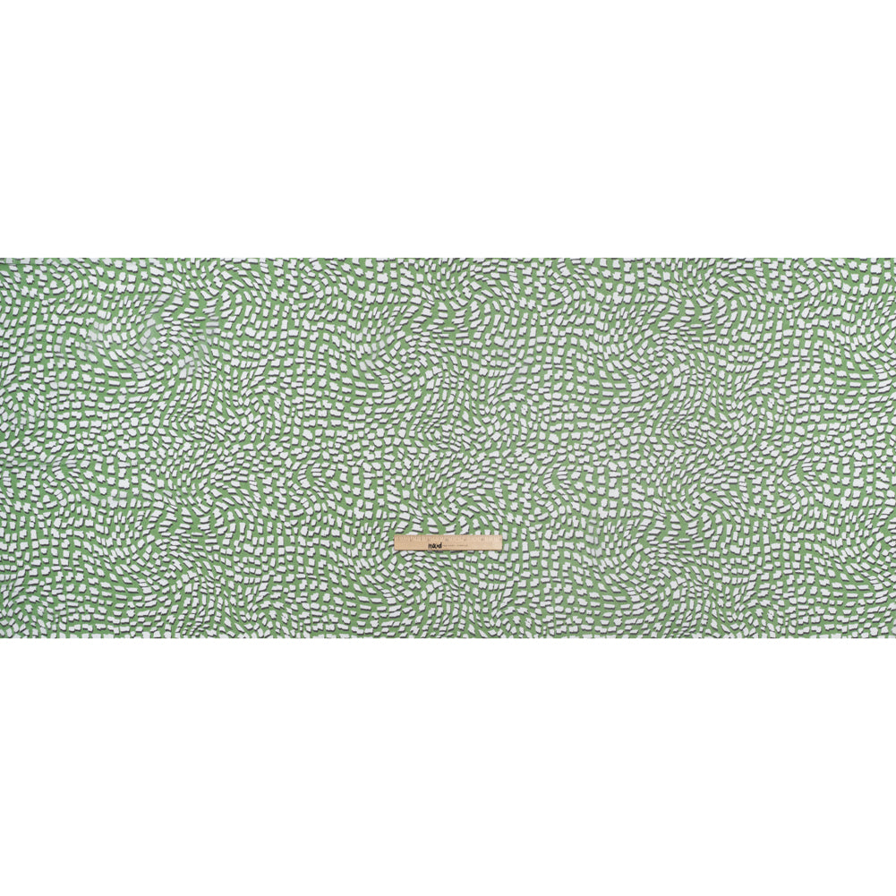 Polyester Chiffon - Grass Green, White and Black Abstract - Designer Deadstock - Full