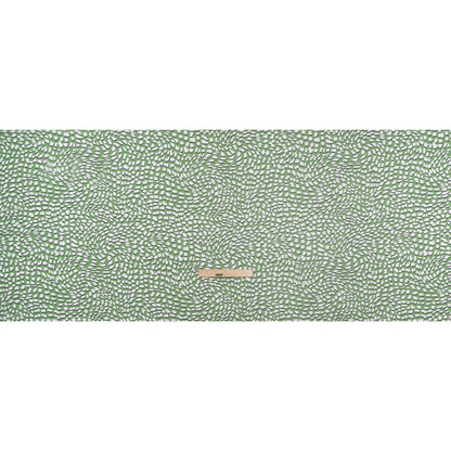 Polyester Chiffon - Grass Green, White and Black Abstract - Designer Deadstock