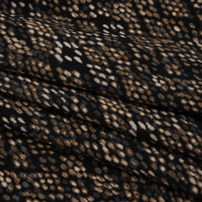 Crinkled Rayon and Nylon Woven - Black and Brown Snakeskin Spots - Designer Deadstock Folded