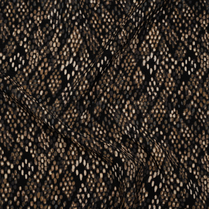 Crinkled Rayon and Nylon Woven - Black and Brown Snakeskin Spots - Designer Deadstock