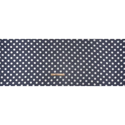 Crinkled Polyester Chiffon Print - Navy and White Polka Dots - Designer Deadstock