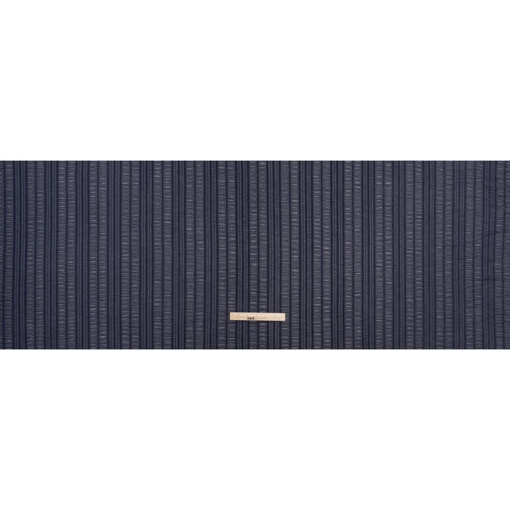 Ruched Stretched Nylon Mesh - Navy Blue Stripes - Designer Deadstock - Full