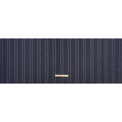 Ruched Stretched Nylon Mesh - Navy Blue Stripes - Designer Deadstock