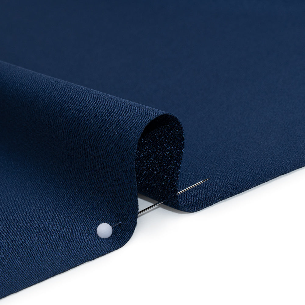 Polyester Crepe Back Satin - Navy Blue - Designer Deadstock Detail
