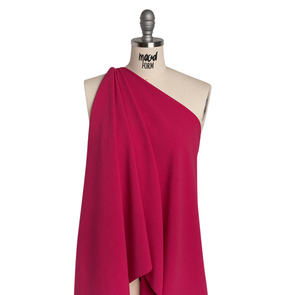 Stretch Polyester Crepe - Deep Pink - Designer Deadstock - Folded