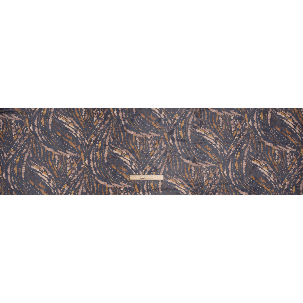 Polyester Chiffon Print - Navy, Brown and Natural Abstracted Animal Spots - Designer Deadstock - Full
