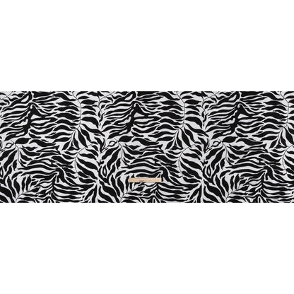 Cotton Poplin - Black and White Abstracted Leaves and Animal Stripes - Designer Deadstock Full