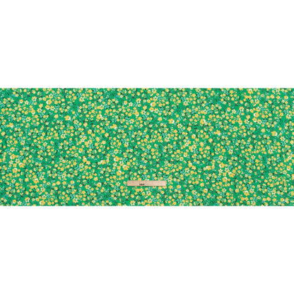 Puckered Polyester Crepe - Kelly Green and Yellow Floral - Designer Deadstock