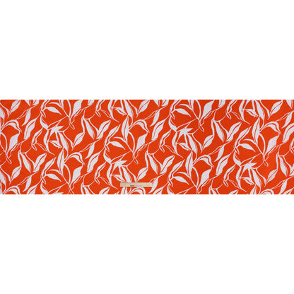 Cotton Poplin Print - Red Orange and White Leaves - Designer Deadstock