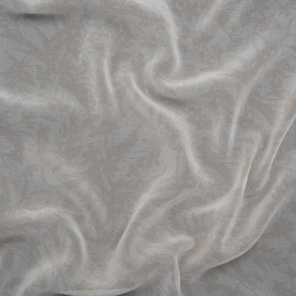 Polyester Chiffon Print - Light Beige and White Delicate Floral Silhouettes - Designer Deadstock